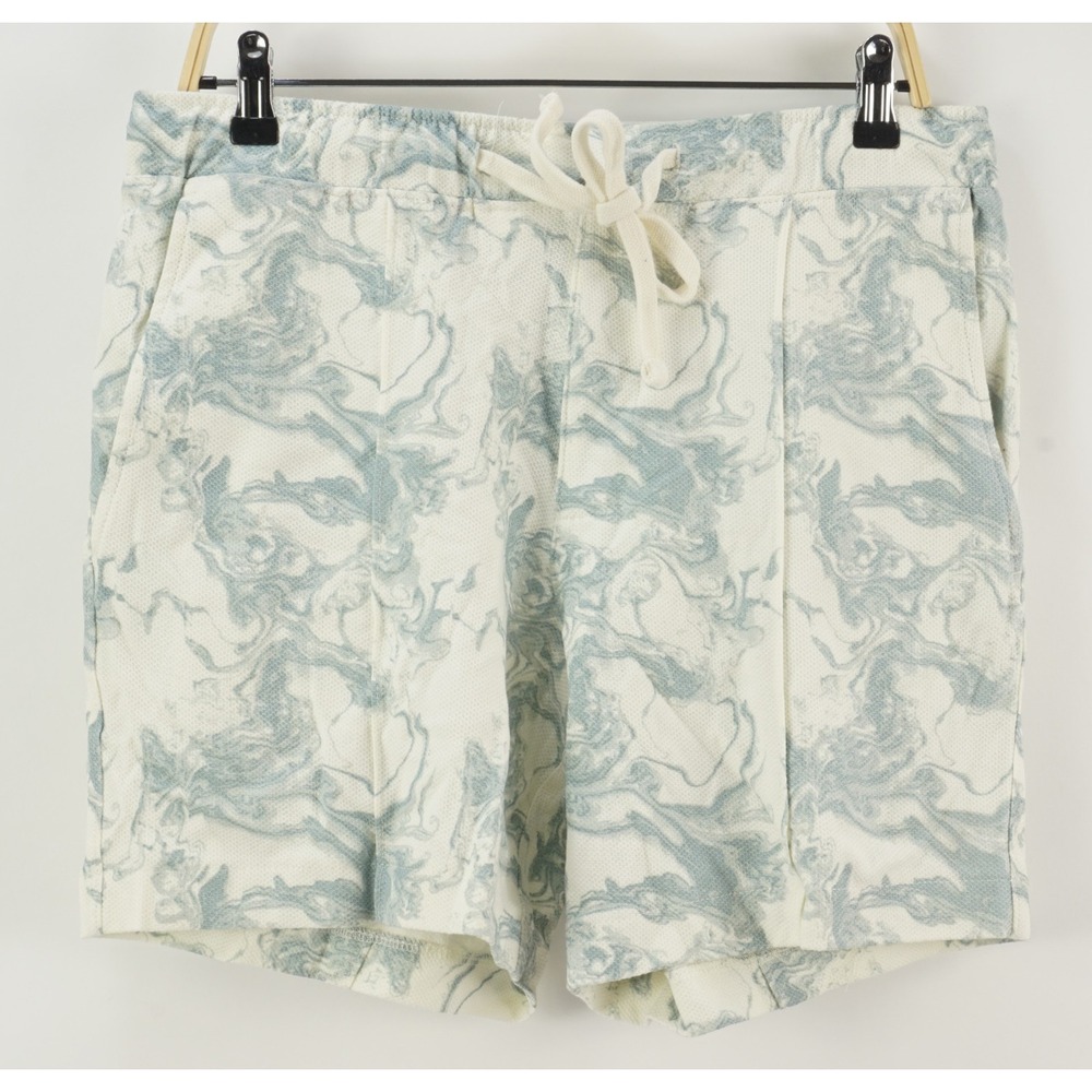 New Alfani Mens Medium x 6 Vanilla Blue Acid Wash Waffle Drawstring Chino Shorts